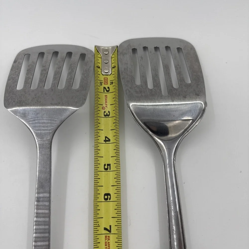 Lot Of Two Stainless Steel Spatulas With Slotted Heads